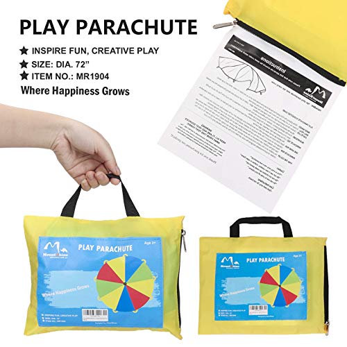 Image of Kids Parachute - 6ft Play Parachute with 9 Handles, Multicolored for Indoor Outdoor Games