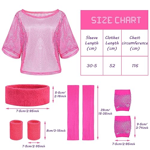 Aomig 80s Neon Fancy Dress Costume Accessories Set - Image 2