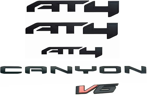 Kit de emblemas de Canyon AT4 V6, 5 unidades, insignia 3D, repuesto para guardabarros trasero Dorr para Canyon 2021-2022 (negro mate rojo)