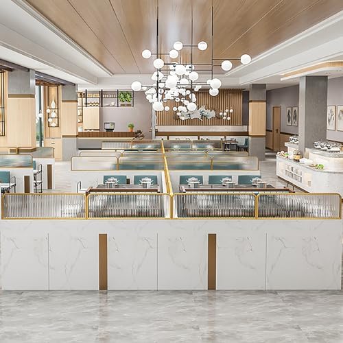 Glass Room Divider Office Partition Tempered Glass Panels Table Dividers Panels Partitions，Decorative Glass Privacy Screen – Striped Frosted Divider for Home Office & Restaurant Ideal f