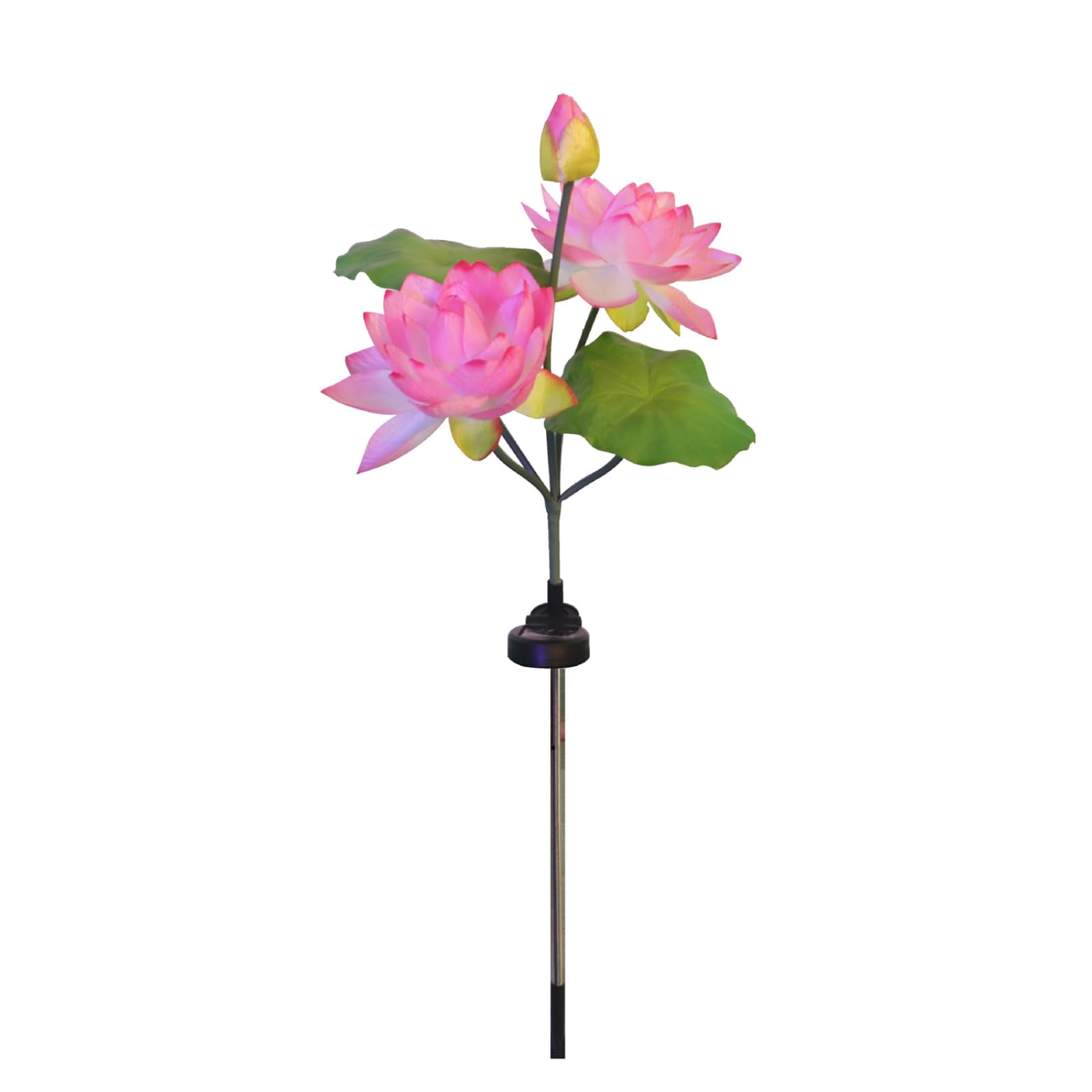 MIOBER Solar Lights Outdoor Garden Solar Lotus Flower Lights Garden with 3 Brighter Pink Lotus Solar Lotus Flower