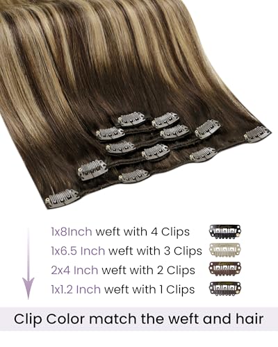 Image of LaaVoo Human Hair Clip in Extensions 14in Remy Natural Shine Silky | Adds luxurious fullness to medium-length hair, hand tied weft creates effortless volume without bulk