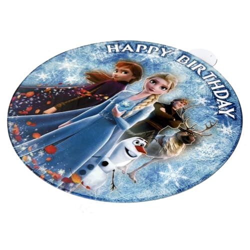 Decoration Gateau Anniversaire - Decoration Gateau Fondant Rond Ø 20 cm - Décoration Coméstible - Frozen