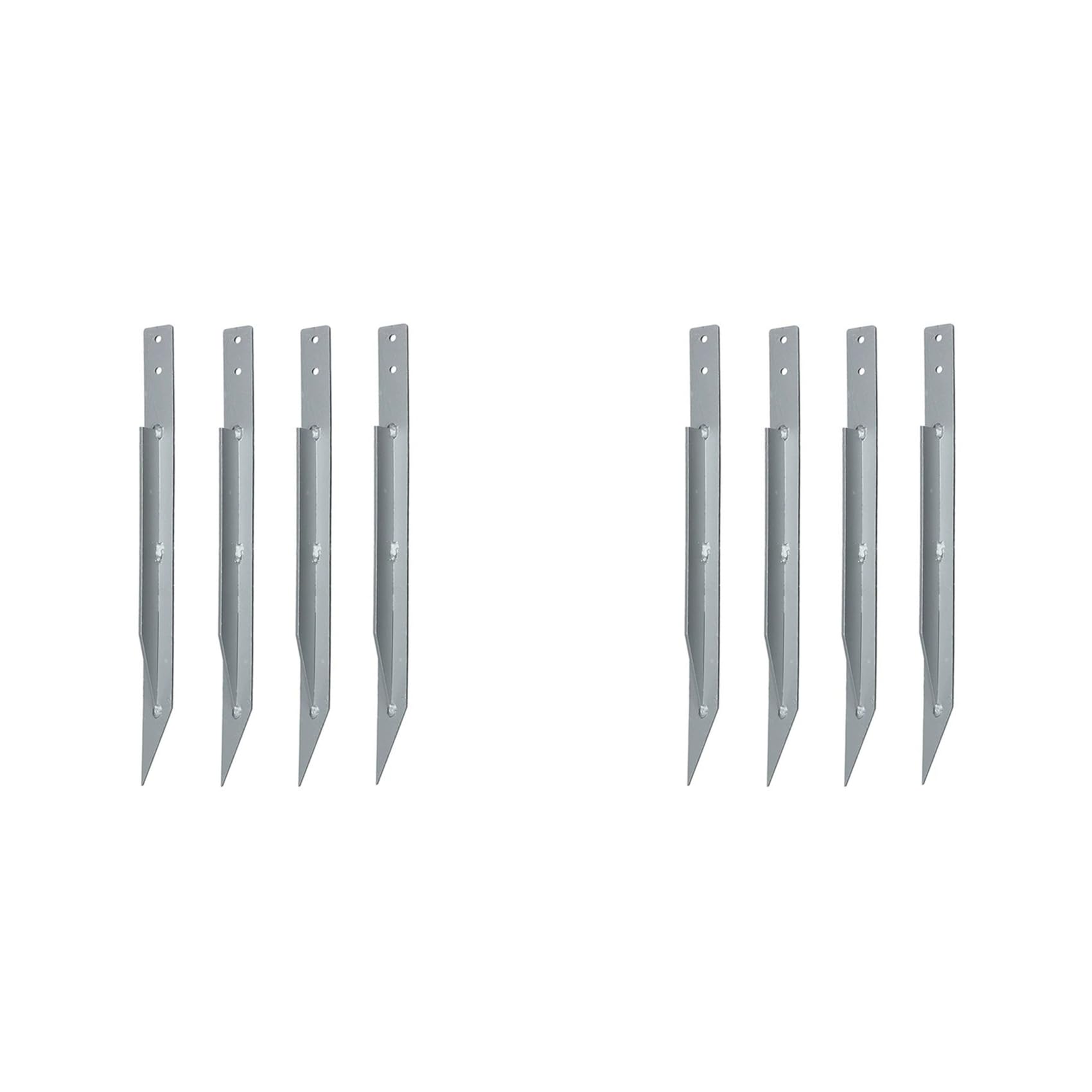Jnchdghwa Silver Pack Of 8 Fence Post Repair - Upgraded Fence Post Anchor Ground Spike For Repair Tilted/Broken Wood Fence Post