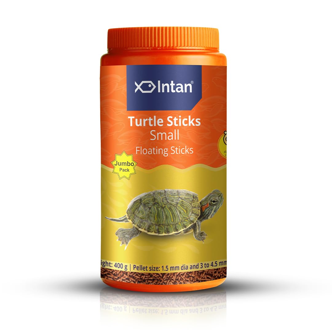 Growel Intan Turtle Sticks (Small 1.5mm x 3-4.5mm Floating) | 400gm - Highly Nutritious Ornamental Fish Food for Turtles, Amphibians & Newts