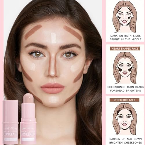 Highlight & Contour stick, Contouring Stick in Highlighter, Bronzer and Blusher, a non-greasy and waterproof contouring stick that effortlessly contours the face for a lightweight look - Image 5