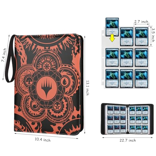 Image of Trading Card Binder,9-Pocket Binder for Trading Cards Holds 720 Cards,Premium Collector Card Album for Standard Cards,Card Collection Folder for MTG,TCG,Yugioh,Game Cards (A-orange)