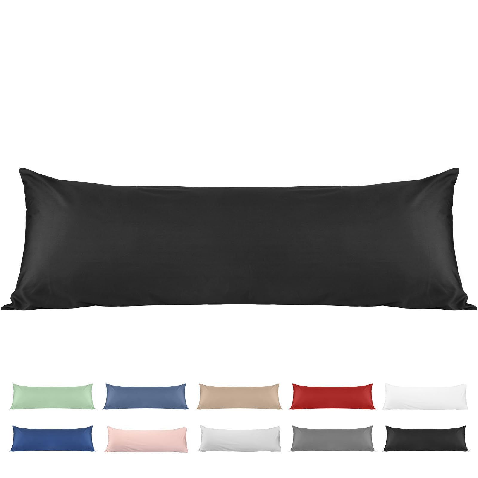 Photo 1 of 100% Cotton Body Pillow Case, Deep Dream 20x54 Body Long Pillow Pillowcases Sateen Weave, 600 Thread Count Hotel Luxury Soft and Breathable Envelope Closure Pillow Covers, Black