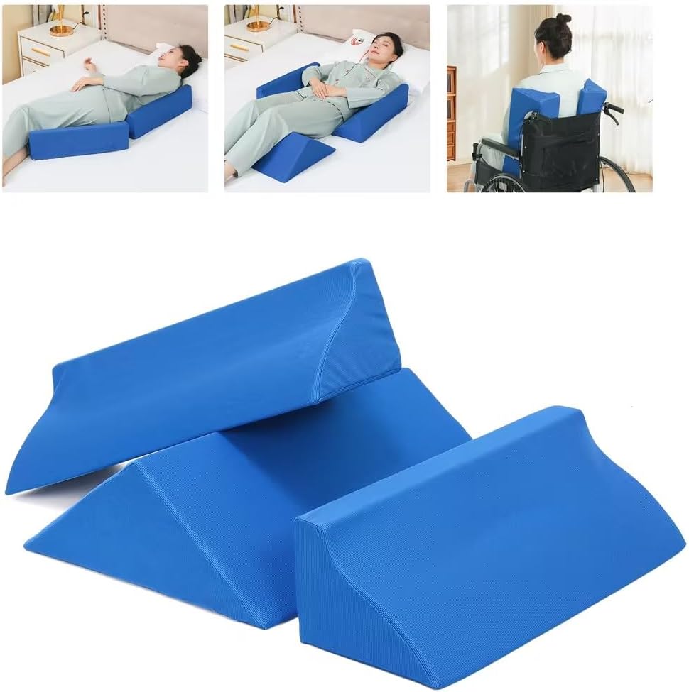Fanwer Bed Wedges & Body Positioners (3 in 1), 40 Degree Wedges for Bed Positioning,Positioning Pillows for Elderly, Wedge Pillow for Bed Sores, Side Sleeping, After Surgery, Knees Elevated,Back Pain Blue