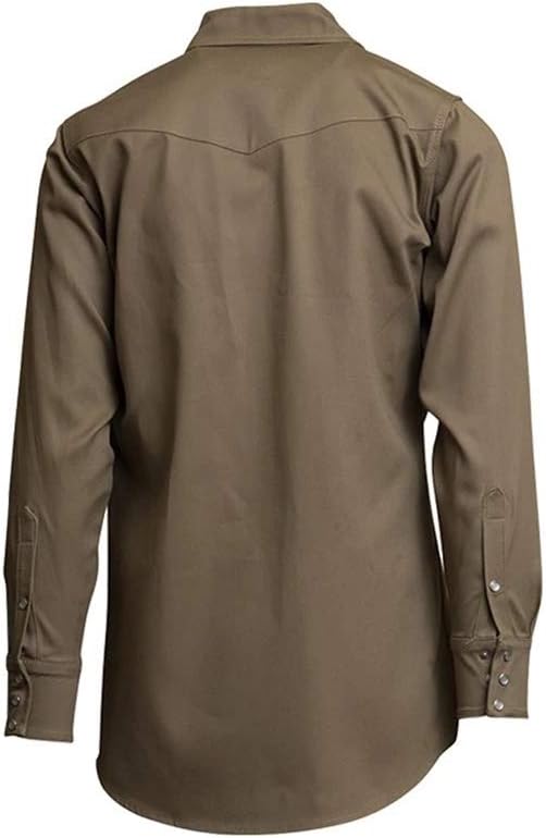 LAPCO Welding Shirts for Men, Non FR Mid Weight Welder Work Shirt, 100% Cotton Twill, Heavy Duty, Long Sleeve, Khaki