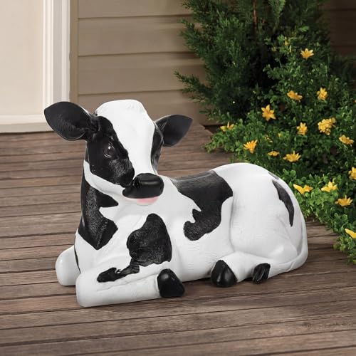 Wenqik Cow Porch Statue Small Cute Figurines for Porch Resin Farmhouse Decor for Yard Garden Patio Outdoor Indoor