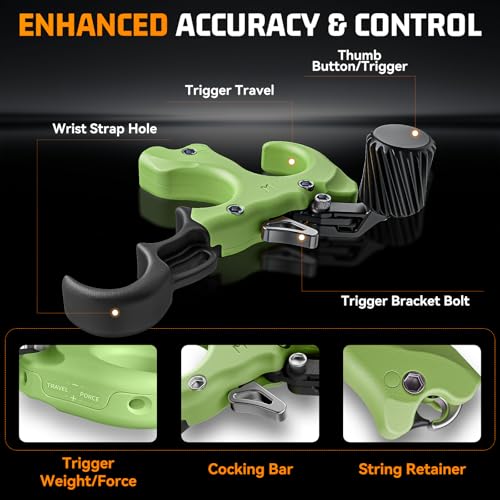 Image of Bow Release for Compound Bow, Copper Archery Release Trigger with Adjustable Wrist Straps & Wrench, 3 /4 Finger Heavy-Duty Thumb Release for Left & Right Hand