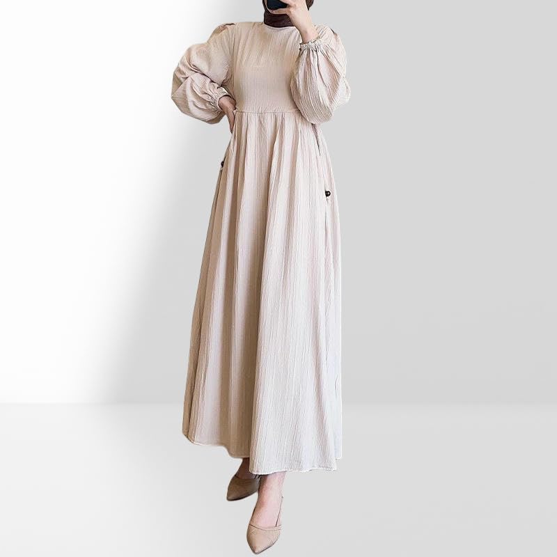 Robe longue musulmane de qualité supérieure avec manches lanternes - 5