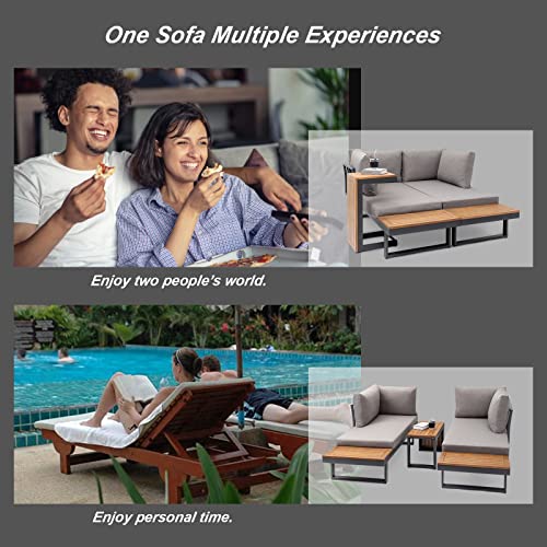 Odqpis Aluminum Patio Sofa 3 Piece Outdoor Sectional Set, Outdoor Furniture With Tea Table #TOP1