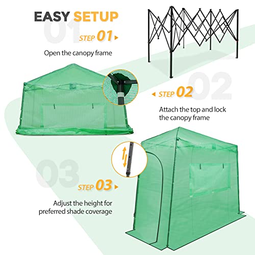 Image of EAGLE PEAK 9x4 Easy Setup Pop Up Greenhouse, Lean-to Design, Clear /Green