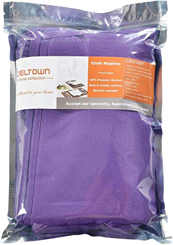 Cieltown Polyester Cloth Napkins 1-Dozen, Solid Washable Fabric Napkins Set Of 12, Perfect For Weddings, Parties, Holiday Dinner (20 X 20-Inch, Purple) #TOP6