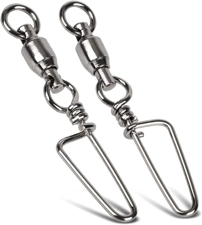 NEJLSD Fishing Snap Swivels Connector High Strength Stainless Steel Terminal Tackle Fishing Line Swivels Connector with Safety Snap
