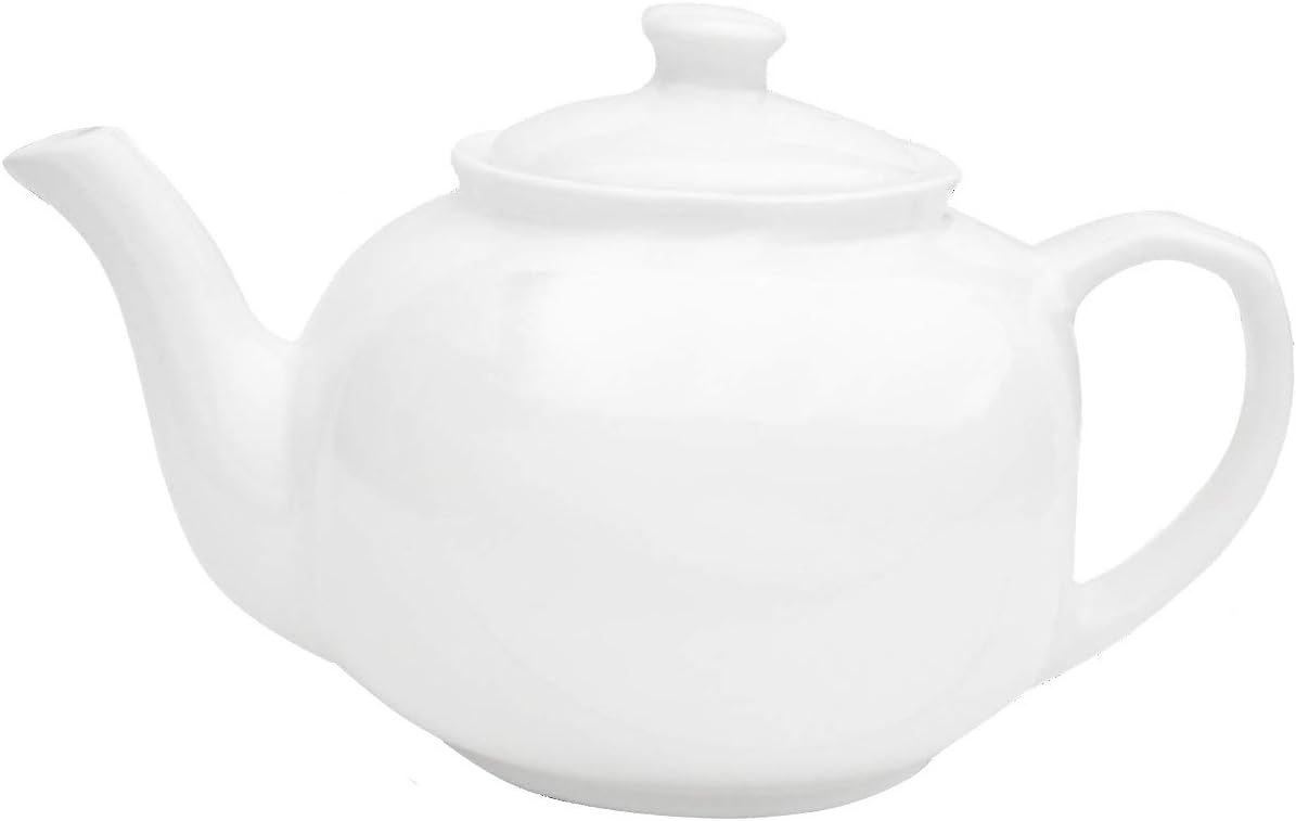White Porcelain Teapot 8 Cup 1.1 Litre Traditional Large Teapot