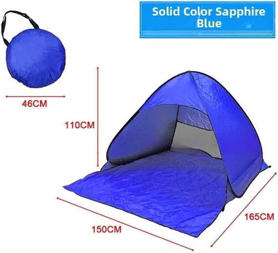 Automatic Up Beach Tent 165x150x110cm, Lightweight UV Protection Sun Shelter for Camping Hiking, Quick Setup Outdoor Canopy with Storage Bag and Pegs, Blue(Camouflage)