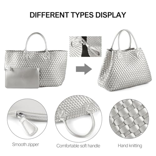 Bolso Tote tejido para mujer de gran capacidad miniatura 4