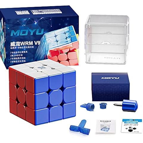 TUNJILOOL Moyu WRM V9 Ball Core (UV Coated) Stickerless Speed Cube, moyu WeiLong WR M V9 MagLev+Core Magnets Magic Clothes Flagship 3x3 UV, WRM 2023 (Ball-Core Version) Cover