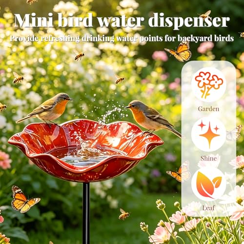 Vogeltränke Blume aus Metall,Handgefertigter Gartenstecker,Winterfeste Vogeltränke & Insektentränke,Bienentränke für Garten und Terrasse,Outdoor-Vogelfutterstation, Garten, Hof, Terrasse