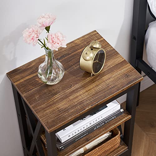Vecelo Modern Nightstands X-Design Side End Table Night Stand With Storage Shelf For Bedroom,Living Room,Set Of 2 (Brown A2) #TOP6