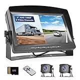 【Monitor LCD de 9 Pulgadas con 2 Canales】Nuestro monitor de 9 pulgadas con una gran pantalla HD (1024 * 600), admite dos entradas de video (CH1/CH2), admite pantalla dividida. Y puede activar/desactivar las líneas de guía, la vista reflejada/normal ajustable, voltear imágenes. Puede usar la operación clave y el control remoto para controlarlo. Además, hemos actualizado especialmente el sistema de cámara, que no es fácil de quemar el fusible en comparación con la cámara general.