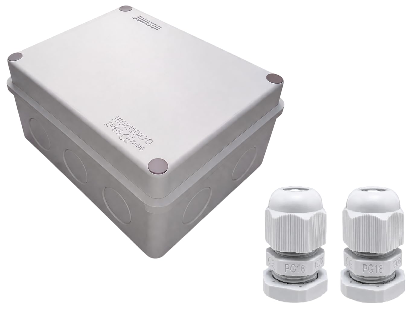 ABS Waterproof Junction Box IP65 (JJB-150110) with 2 PG16 Cable Gland | Electrical Enclosure for CCTV Camera Wiring & Outdoor Use | 150 x 110 x 70 mm-image-21