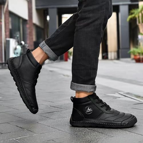 Men's Causal Fashion Sneakers Ankle Chukka Boots Lace-up Round toe Platform Anti-slip Mid top Handmade Walking Driving Shoes4