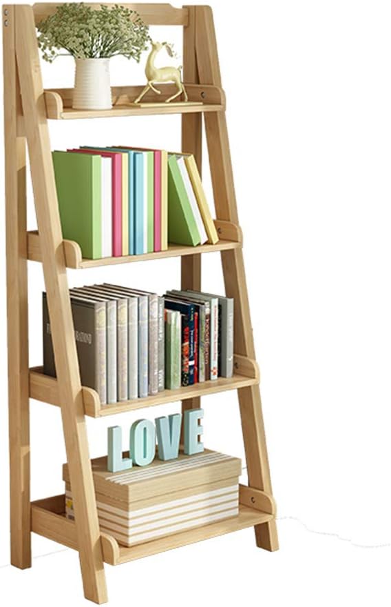 FEI Shelving 4 Tier Bookshelf, Free Standing Ladder Shelf with Strong