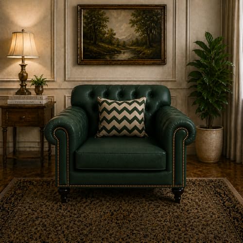Image of Luxury Sofa Set Luxury Chesterfield Sofa in for Home Living Room & Office (Highback 1 Seater Green)