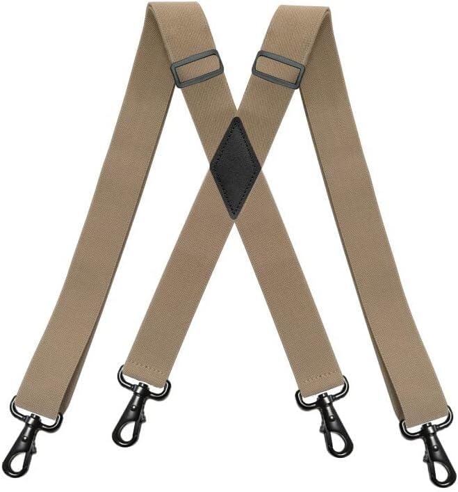Tirantes para hombre, Color sólido clásico, 4 ganchos de clip, cómodo y elástico(Beige)