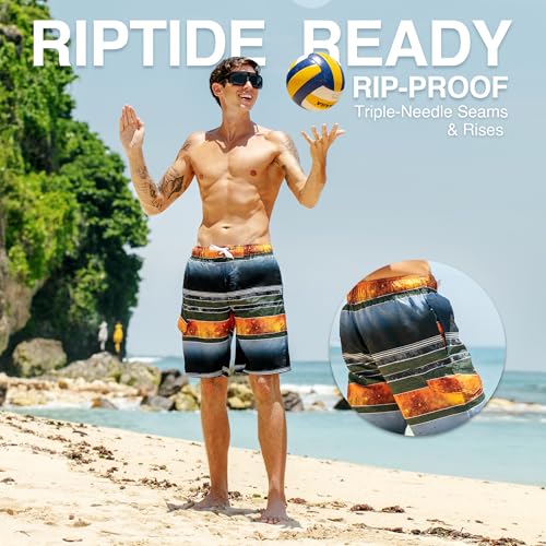 Image of Kanu Surf Men's Big Viper Extended Size Stripe Swim Trunk