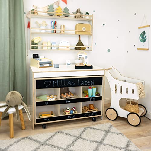 Meppi Rollout Schreibtisch und Kinderkaufladen aus Holz - Flexible Kinderzimmer Möbel - Kaufladen Kaufmannsladen – Bild 6