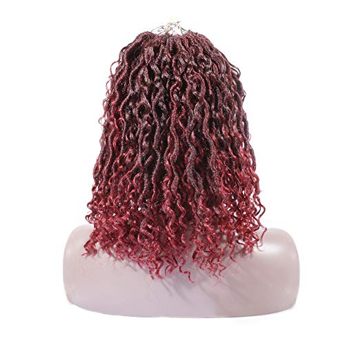 Rosyou Crochet Hair 6 Packs Synthetic Twist Braids Hair Goddess Locs Crochet Hair Extensions River Locs Crochet Braids For Women 24 Strands (14 Inch, 1B/Burgundy)