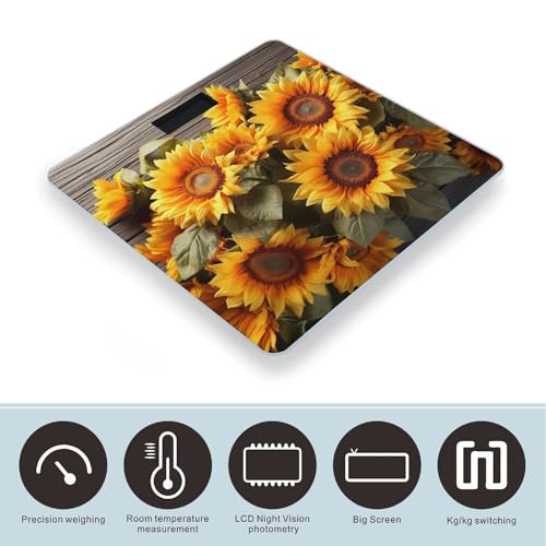 Báscula digital de baño con diseño floral, 400 lb, vidrio templado miniatura 3