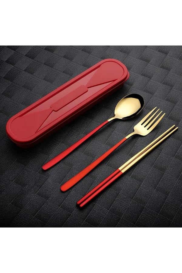 BISONBERG Premium Stainless Steel Spoon 3 Piece Set Spoon Fork Chopsticks for Gift Set with Gift Box Dinnerware Cutlery Set Tableware Set - Gold & Red (B0D4DVPNBN) Amazon Price History, Amazon Price Tracker