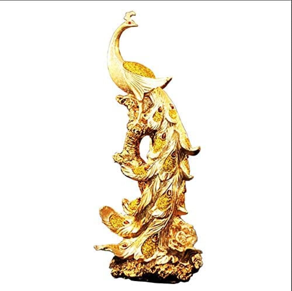 ZXGRfdefa figurine, 42cm Resin Phoenix Statue Golden Colorful Wonder Sculpture Decoration Home Office