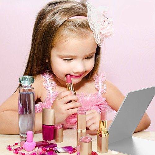 YoungRich 1 Pcs Little Travel Mirror Portable Folding Mirror Pocket Compact Makeup Mirror for Make Up Hair Styling and Shaving 17x13x0.5 cm Silver