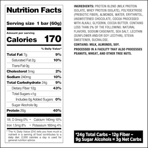 Quest Nutrition Double Chocolate Chunk Protein Bar, High Protein, High Fibre, Low Sugar, Keto Friendly, 20g Protein, 1g Sugar, 4ct - 4