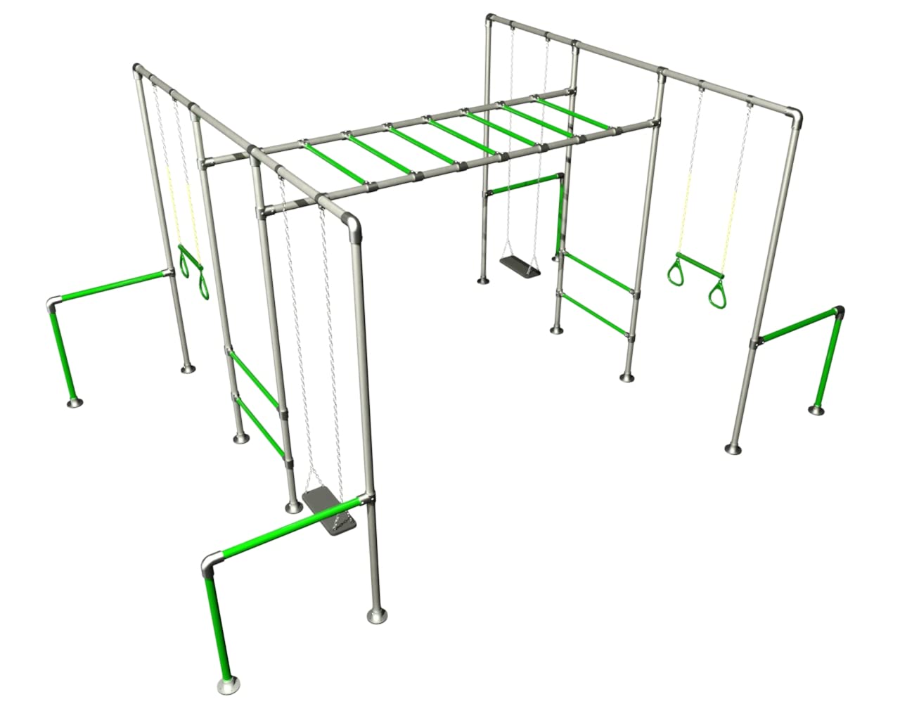 Climbing Frame - The JUNGLE (GREEN) - Outdoor Play Equipment - 3.5m x 5.1m x 2.6m - For Children