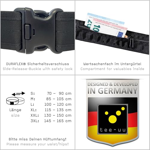 tee-uu BLACK Rettungsdienstkoppel | Komplett-Set inkl. INNER Untergürtel und BELT KEEPER Set | Größen S-3XL | S (Hüftumfang 70-90cm)