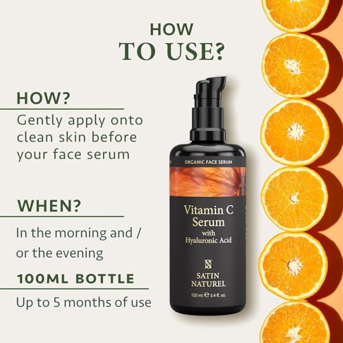 Satin Naturel Vitamin C Serum for Face with Hyaluronic Acid 100 ml - Brightening Serum for a Rejuvenated & Glowing Skin for Women - Organic Aloe Vera Based and Vegan Face Care - Image 6