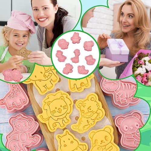 Miniatura 7 de Yeahboom 8 Piezas Moldes Galletas,Cortadores De Galletas De 3d,Juego De Moldes Para Galletas,Moldes Galletas Plástico Para Cookie Fondant Decoración De Pasteles