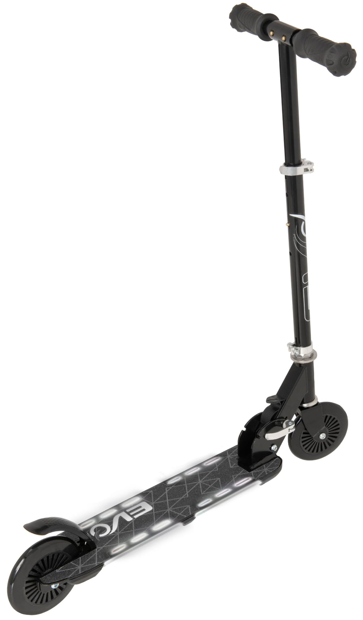 EVO Trottinette pliable et réglable à deux roues pour enfants, avec plateforme lumineuse, couleur noir