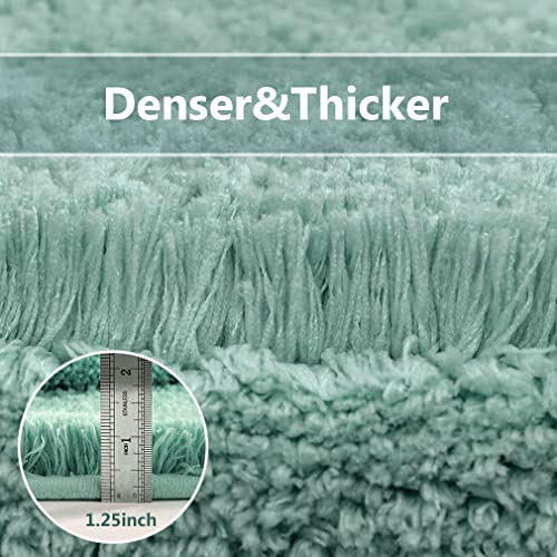 Image of VANZAVANZU Toilet Rugs for Bathroom U Shaped, Contour Bath Rugs for Toilet Bath Mats for Bathroom Non Slip Extra Soft Absorbant Microfiber Shaggy Thick Toilet Rugs U Shaped (U 20 inch*24 inch, Egg Blue)