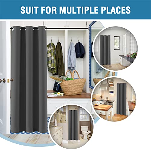 Image of H.VERSAILTEX Doorway Curtain Blackout Closet Door Curtain Room Divider Window Treatment Curtain for Bedroom Thermal Insulated Privacy Drape Soundproof Grommet, 42 x 80 inches, 1 Panel, Charcoal Grey
