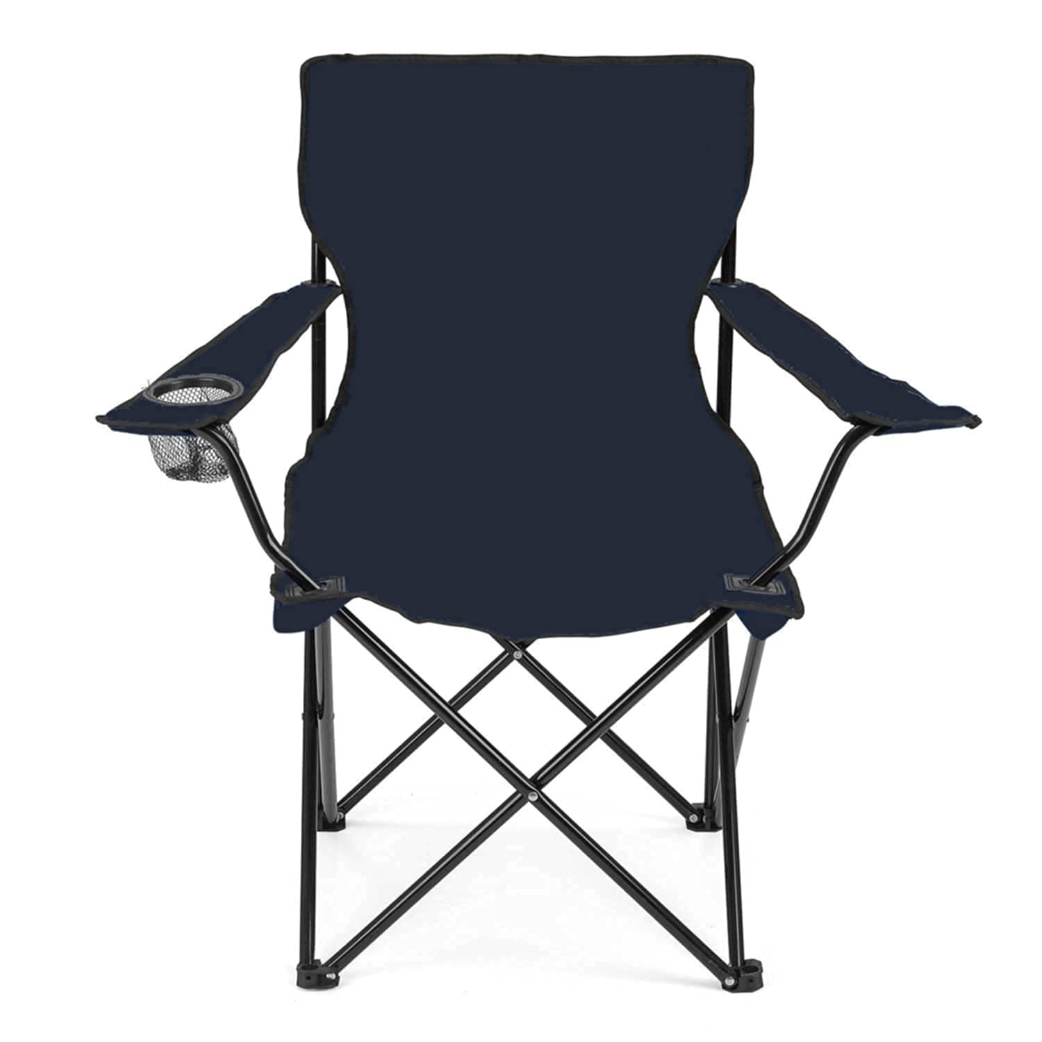 Collapsible Folding Metal Framed Portable Camping Chair with arm Rest Cup Holder for Outdoor,Fishing, Hiking, Sports (Nevy Blue)-image-7