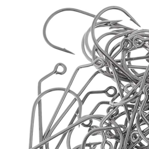 YIJU 100 Unidades de Anzol de Pesca Individual, Gabarito Grande, Anzol de aço de Alto Carbono - 3-0